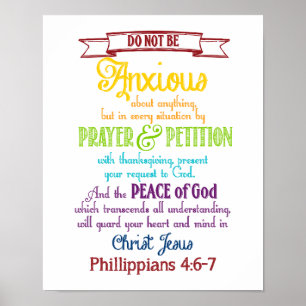 Poster Soyez anxieux pour rien Philippiens 4:6-7