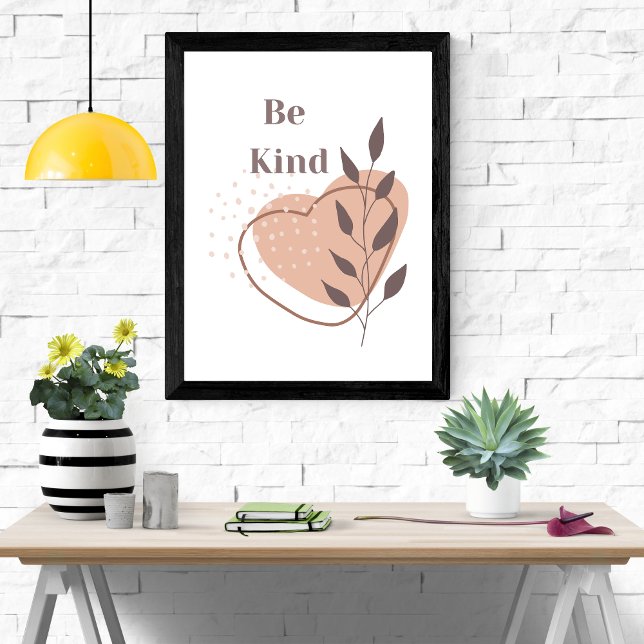 Poster Soyez comme Boho Abstrait Formes Wall Art Citation (Be KInd Inspirational Motivational Wall Art Poster with a Boho Vibe)