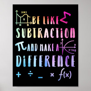 Poster Soyez comme la soustraction Citation de mathématiq