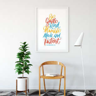 Poster Soyez doux Meek et la calligraphie de pinceau