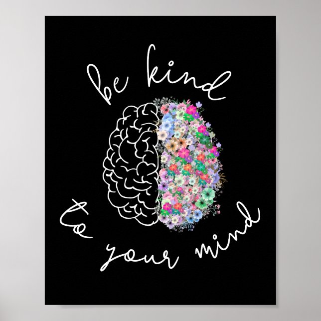 Poster Soyez Gentil À Votre Esprit Floral Cerveau Santé M (Devant)
