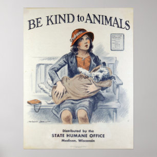 Poster Soyez gentil avec les animaux-Chien