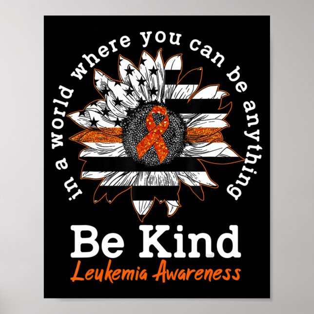 Poster Soyez gentil Orange Ribbon Sunflower Kindness Leuk (Devant)