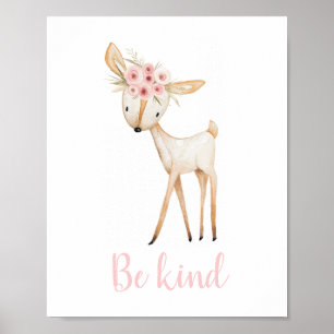 Poster Soyez heureux Aquarelle Cute Boho Woodland Nursery
