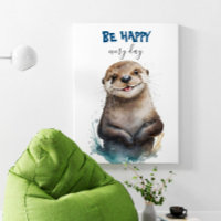 Soyez Heureux Cute Watercolor Otter Nursery
