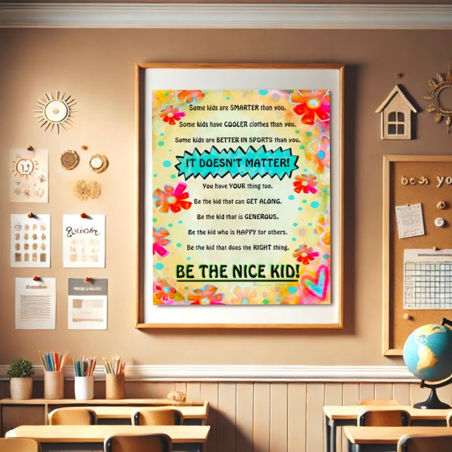 Poster Soyez le gentil enfant Floral classe Inspirivity (Créateur téléchargé)