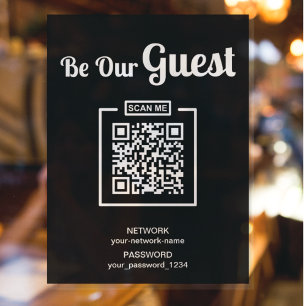 Poster Soyez notre Guest l Wifi mot de passe QR Code noir