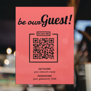 Poster Soyez notre invité Internet QR Code Mot de passe W