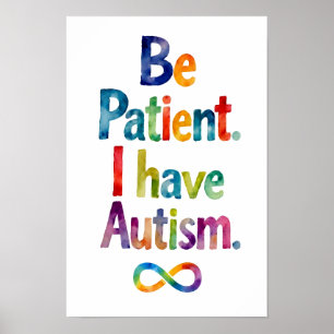Poster Soyez Patient J'Ai L'Autisme Aquarelle Rainbow T