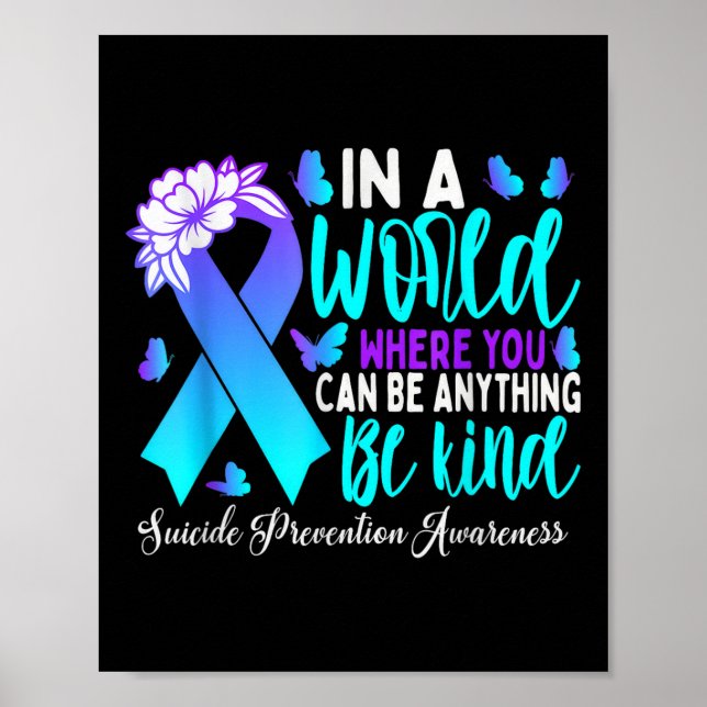 Poster Soyez Turquoise Violet Ribbon Prévention du suicid (Devant)