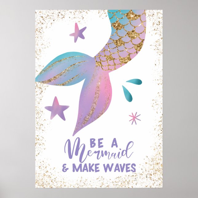 Poster Soyez une sirène et faites une citation des vagues (Devant)