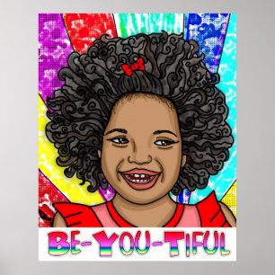 Poster Soyez-vous fatigant   Joyeuse fille de couleur rir