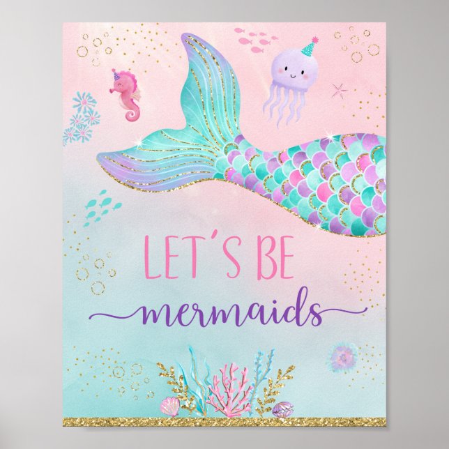 Poster Soyons des sirènes d'or rose sous la mer Anniversa (Devant)