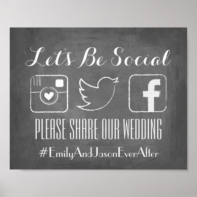 Poster Soyons sociaux | Panneau Hashtag (Devant)