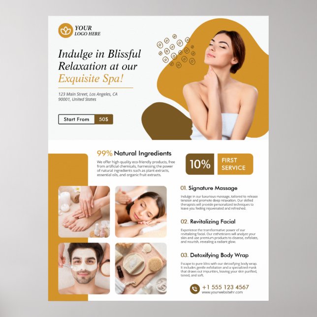 Poster Spa, Centre de bien-être, Soins de beauté (Devant)
