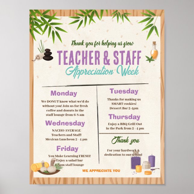 Poster Spa Enseignant et personnel Appréciation Semaine m (Devant)