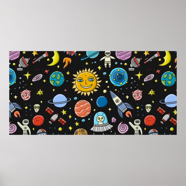 Poster Space Background. Planets of the solar system. Roc (Devant)