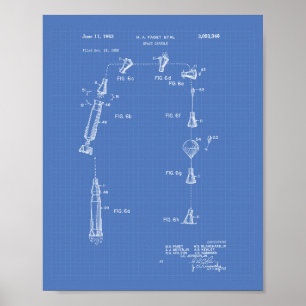 Poster Space Capsule 1963 Patent Art Blueprint