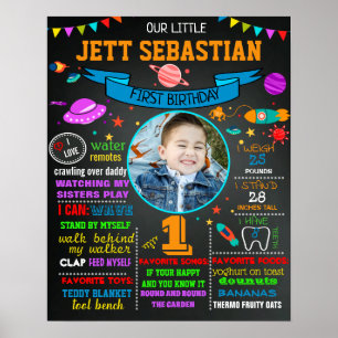 Poster Space First birthday chalkboard sign board