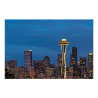Poster Space Needle et le centre de Seattle