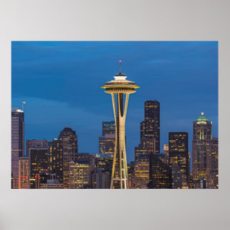 Poster Space Needle et le centre de Seattle
