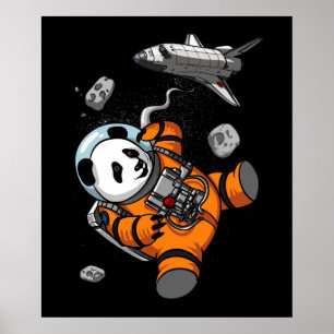 Poster Space Panda Bear Astronaut Galaxy Cosmic Animal