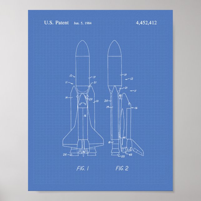 Poster Space Shuttle 1977 Patent Art - Blueprint (Devant)