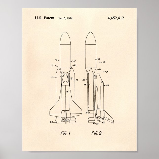 Poster Space Shuttle 1977 Patent Art - Old Peper (Devant)