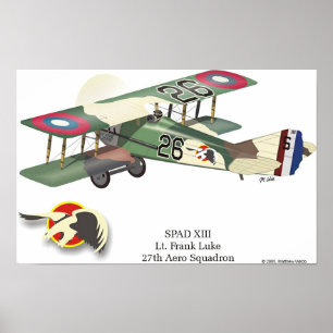 Poster Spad XIII piloté par le lieutenant Frank Luke