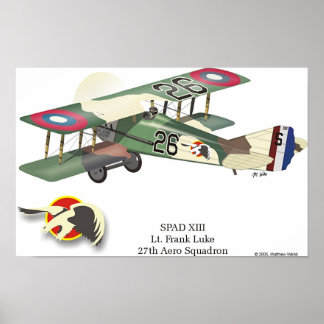 Poster Spad XIII piloté par le lieutenant Frank Luke