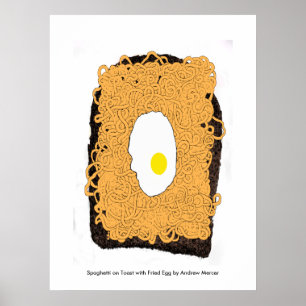 Poster Spaghetti au toast avec oeuf frit.
