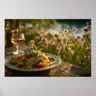 Poster Spaghetti avec Asperges Conseils d'une Riverbank
