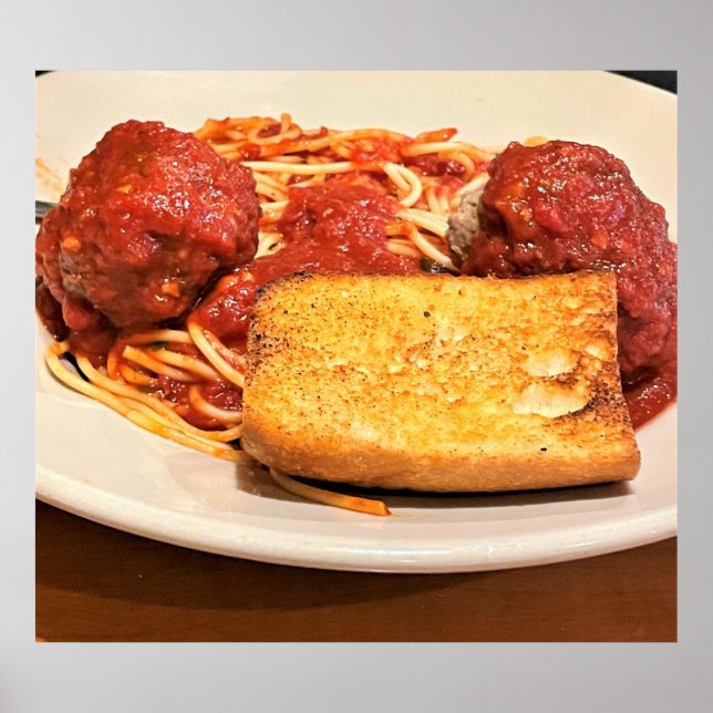 Poster Spaghetti et boulettes de viande (Devant)