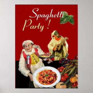 Poster SPAGHETTI PARTY, Cuisine italienne, Chef, Pulcinel