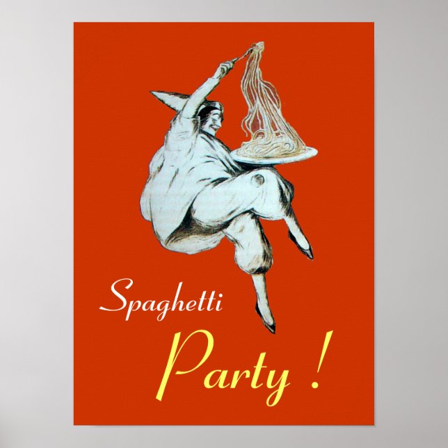 Poster SPAGHETTI PARTY, CUISINE ITALIENNE, orange (Devant)