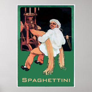 Poster Spaghettini Pasta homme et machine, modifier le te