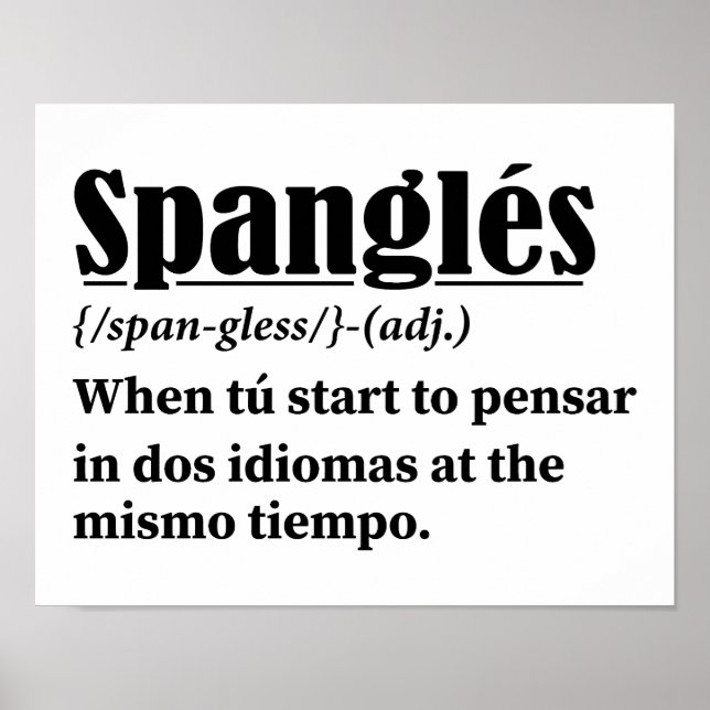 Poster Spanglés Drôle Définition Bilingue (Devant)
