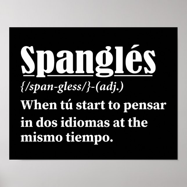 Poster Spanglés Drôle Définition Bilingue (Devant)