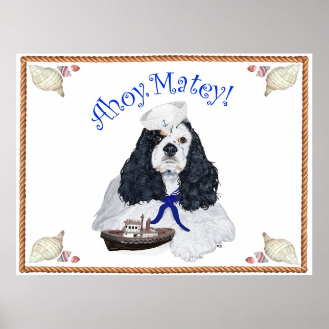 Poster Spaniel Cocker Américain Marin (Devant)