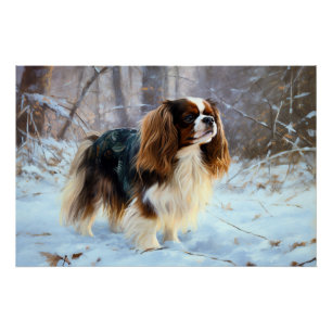 Poster Spaniel jouet anglais Qu'il neige Noël 