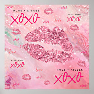 Poster Sparkle Kisses Love Valentines Don Pour Elle