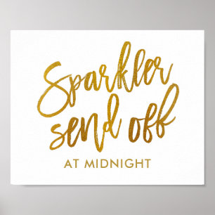 Poster Sparkler Send off Sign   Faux Gold Foil   Brosse