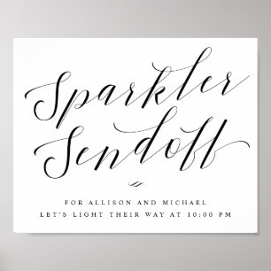 Poster Sparkler Sendoff Élégant Mariage de calligraphie