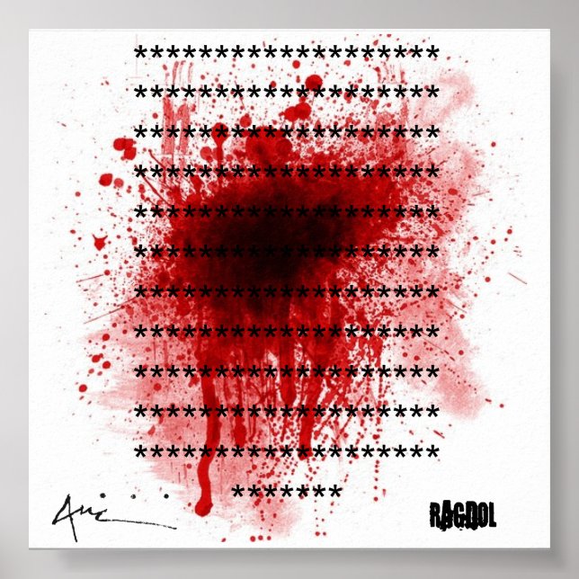 Poster spatter sanguin, copie d'étiquette auc, ********** (Devant)
