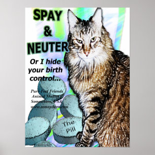 Poster Spay and Neuter (Or I hide your birth control)