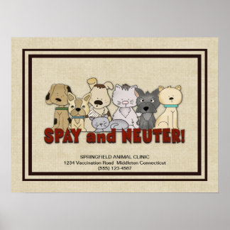Poster Spay and Neuter Your Pets Publicité personnalisée