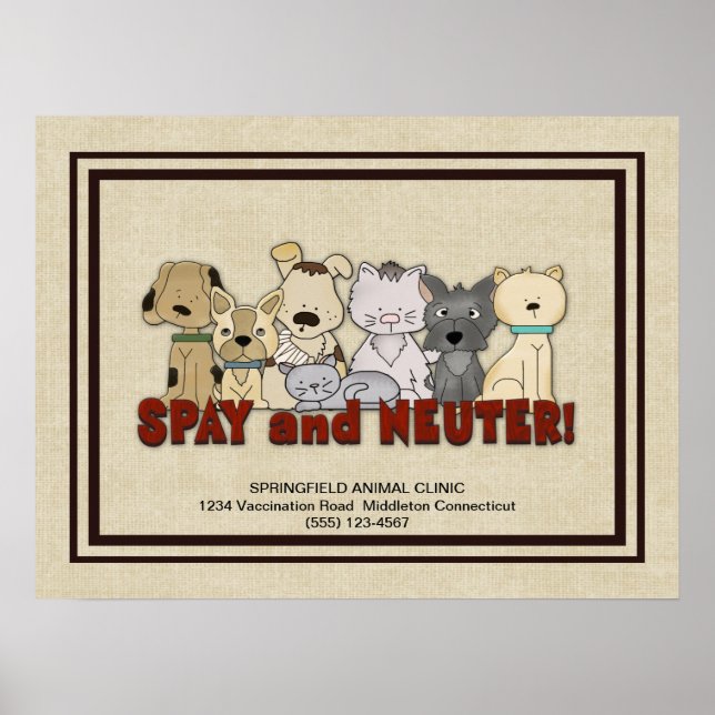 Poster Spay and Neuter Your Pets Publicité personnalisée (Devant)