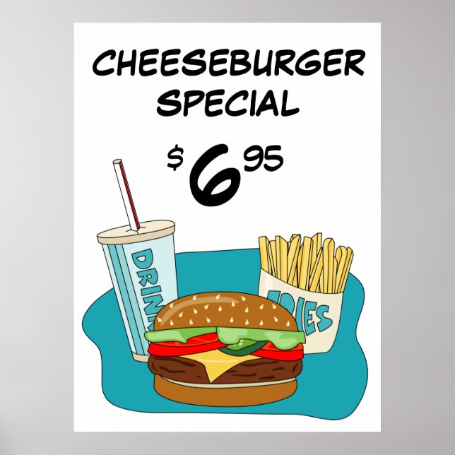 Poster Spécial cheeseburger et frites (Devant)