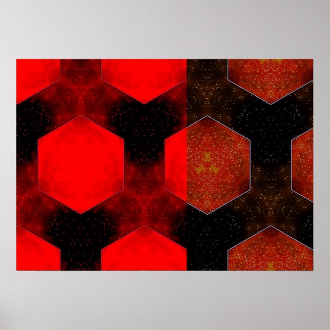 Poster spécial moderne Abstrait - Carrés rouges (Devant)