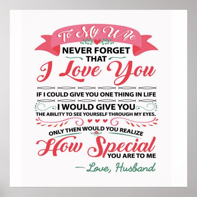 Poster Special Quotes To My Wife | Venin pour femmes | (Devant)